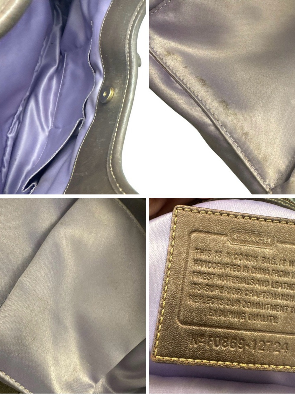 Coach Brown Ergo Pleated Satchel Signature Kisslock Canvas Shoulder Bag **FAIR** - Picture 11 of 16
